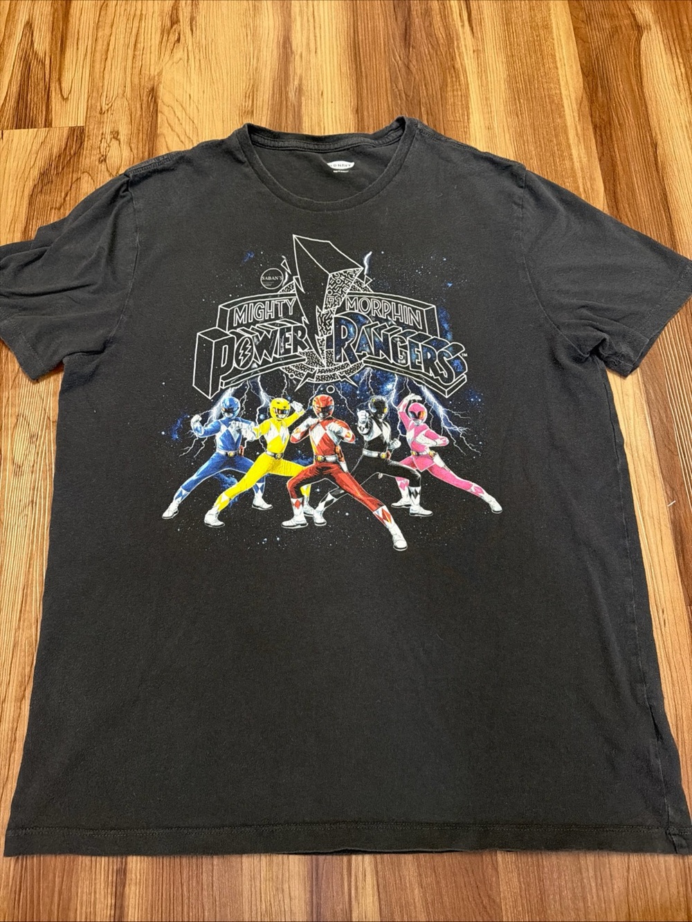 Mighty Morphin Power Rangers Graphic T-Shirt Mens M Black Vintage Style 90s